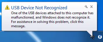 ارور USB Device Not Recognized