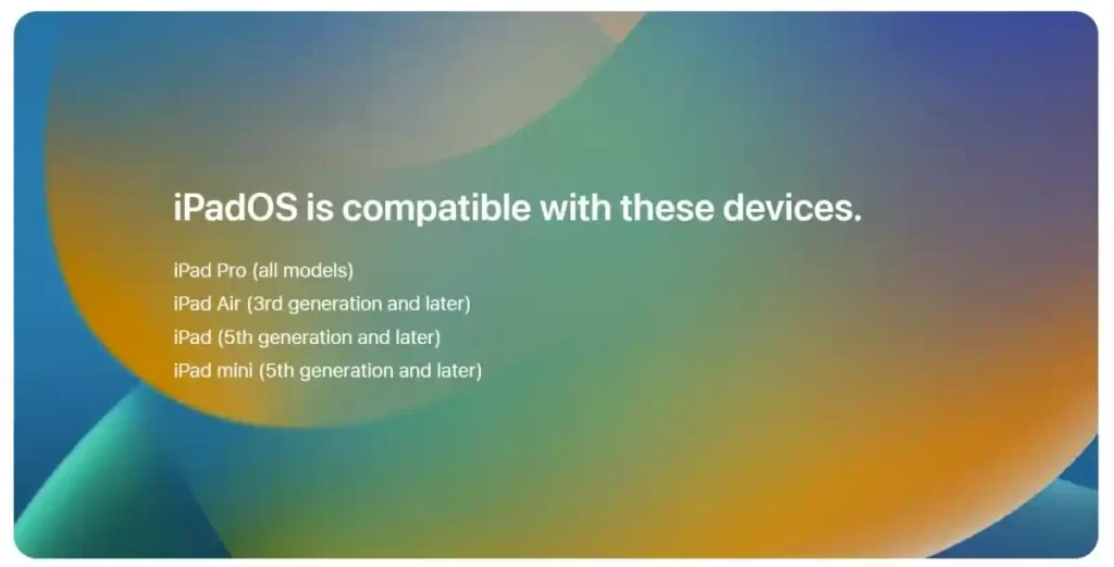دستگاه های قابل آپدیت به ipadOS 16