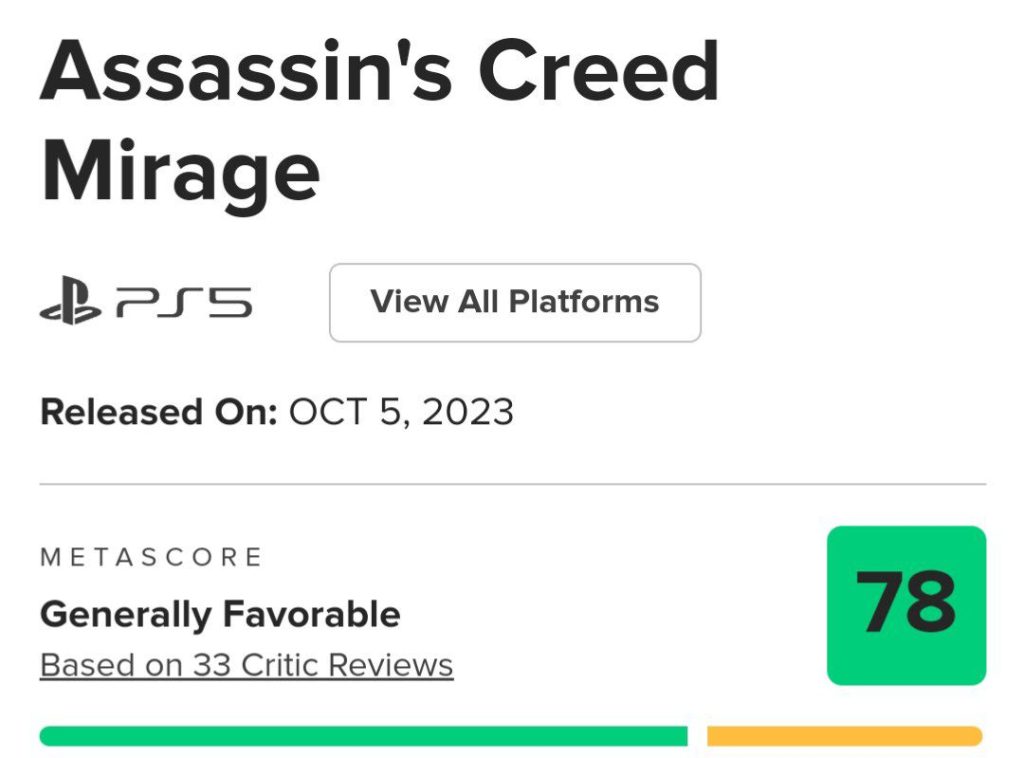 نمرات بازی Assassin's Creed Mirage