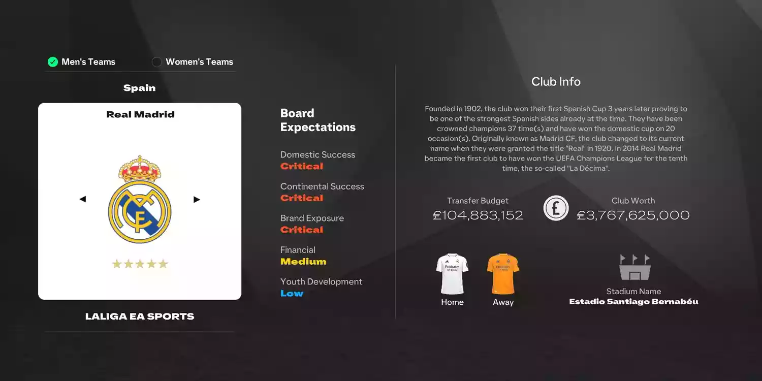 بهترین تیمها برای مدیریت در حالت کریر EA Sports FC 25
