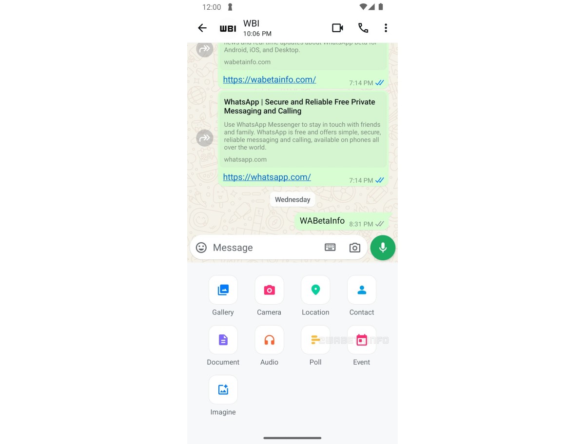 رویدادها در چتهای تک نفره واتساپ