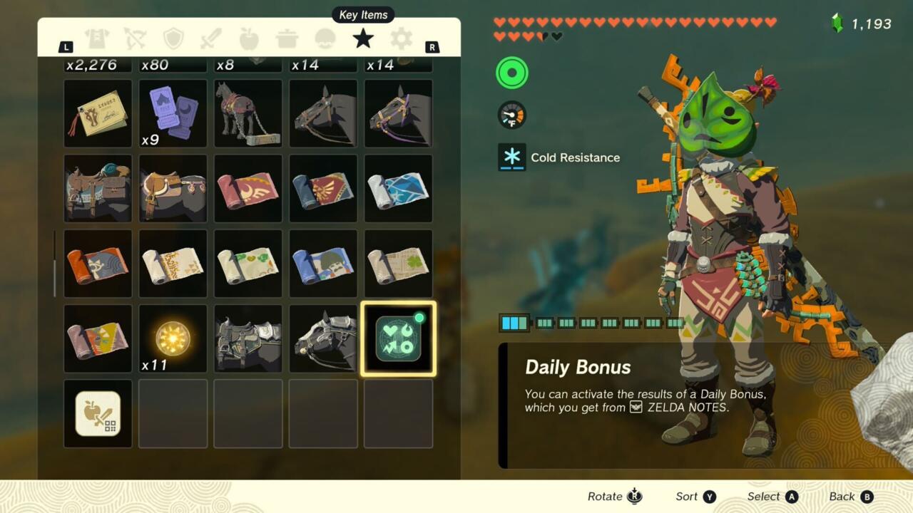 یادداشتهای Zelda در سوییچ 2